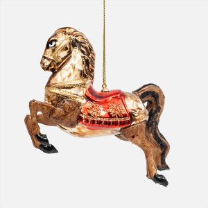 Украшение елочное Лошадь L12 W4 H10см стекло