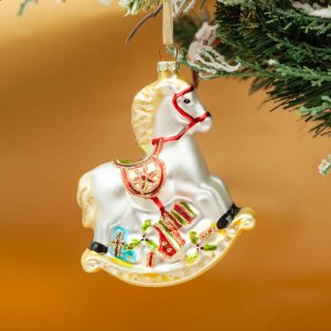 Украшение елочное Лошадка-качалка L9 W2,5 H12см стекло