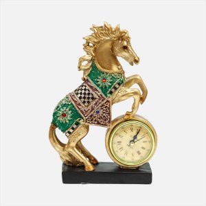 Фигурка декоративнаяЛошадь с часами L16 W5 H22см полимер