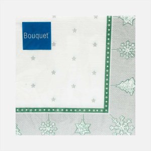 Салфетки БукетНовогодний гобелен серебро бум 33*33см 3сл 20лист