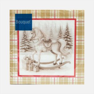 Салфетки Букет Скатерть с лошадью на золоте бум 33*33см 3сл 20лист