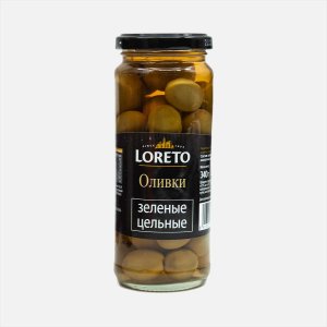 Оливки Лорето зеленые с/к ст/б 340г