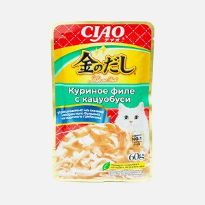 Корм Инаба д/кош Киннодаши Куриное филе/кацуобуси в желе пауч 60г