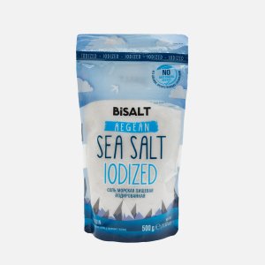 Соль БиСолт морская пищевая мелкая йодированная садочная дой/пак 500г