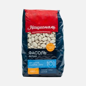 Фасоль Националь белая калиброванная пл/уп 450г
