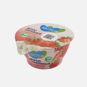 Мусс Лактика творожный с клубникой 3.2% пл/ст 125г