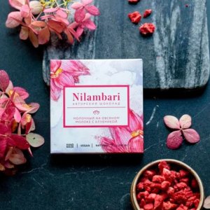 Шоколад Ниламбари с клубникой на овсяном молоке молочный к/к 65г