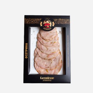 Ветчина Каспийские деликатесы осетровая г/к нарезка в/у 150г