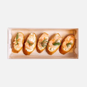 Набор из Брускетт с подкопч муссом из лосося и креветкой 40г*5шт