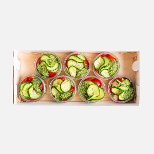 Набор из Закуски фурш Томаты черри/ моцарелла/огурец/соус песто 65г*7шт