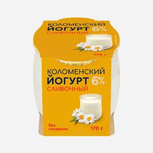 Йогурт Коломенский сливочный без сахарозы 6% ст/б 170г