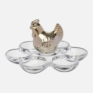 Блюдо Анна Лафарг пасхальное Курица 6 отд золотистое 15см