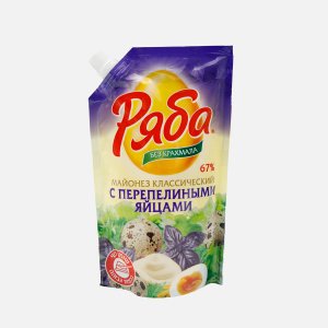 Майонез Ряба Классический с перепелиными яйцами 67% 350г