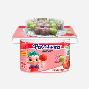 Йогурт Растишка Клубника + злаковые шарики в цветном глазури 3% 117г