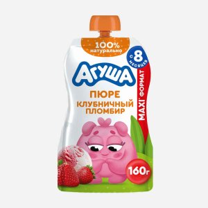 Пюре Агуша Клубничный пломбир гомогениз с 8мес дой/пак 160г