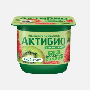 Биойогурт АктиБио Киви-Клубника без лактозы без сахара 3% 130г