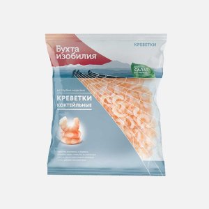 Креветки Бухта изобилия коктейльные очищенные 100/200 в/м пл/пак 200г