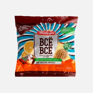 Конфеты Победа вкуса Всё-всё желейн апельсин/ананас в шокол б/сах 180г