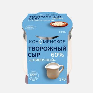 Сыр Коломенский творожный сливочный 60% ст/б 170г
