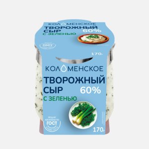 Сыр Коломенский творожный с зеленью 60% ст/б 170г