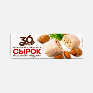 Сырок 36 копеек тв/гл с миндалем в кокосовой стружке 26% к/к 45г