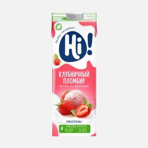 Коктейль Хай Протеин Клубничный пломбир растительный т/п 1л