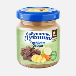 Пюре Бабушкино Лукошко Рагу овощное с говядиной с 6мес ст/б 100г