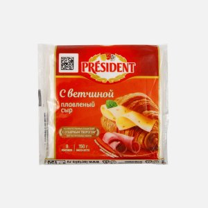Сыр Президент Мастер Бутерброда с ветчиной нарезка 40% 150г