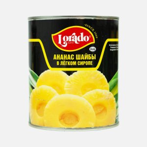 Ананасы Лорадо шайбы в лёгком сиропе ж/б 820г