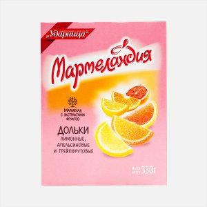 Мармелад Ударница Мармеландия Апель/Лим/Грейп дольк 330г