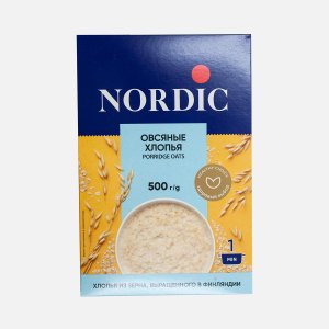 Хлопья Нордик овсяные к/к 500г