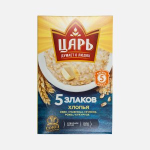 Хлопья Царь из 5 злаков овес/пшениц ячмень/рожь/кукуруза к/к 400г