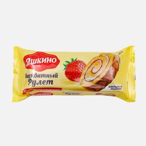 Рулет Яшкино Клубничный со сливками 200гр