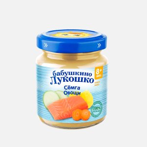 Пюре Бабушкино лукошко Рагу овощное с семгой с 8мес ст/б 100г