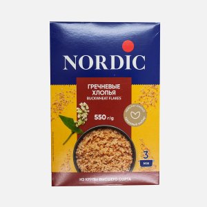 Хлопья Нордик гречневые к/к 550г