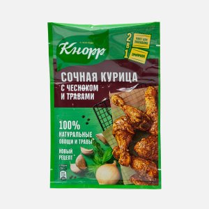 Смесь Кнорр На Второе Сочная курица с чесноком и травами пак/д/запекания 27г