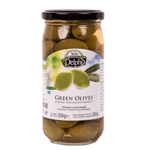 Оливки Делфи зеленые с косточкой 350-360г