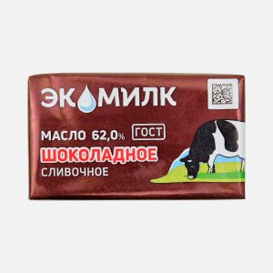 Масло Экомилк Шоколадное сливочное ГОСТ 62% фольга 180г