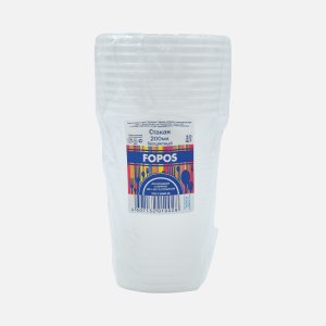 Стакан Фопос 200мл 10шт б/цв пластик 0028