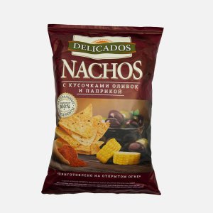 Чипсы Деликадос Начос кукурузные с кусочками оливок и паприкой 150г